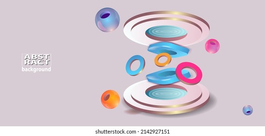 Colored 3D geometric shapes. Abstract vector background 