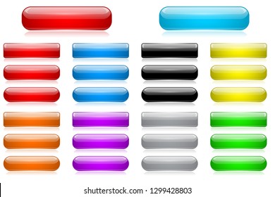 Colored 3d glass buttons. Vector illustration isolated on white background