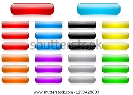 Colored 3d glass buttons. Vector illustration isolated on white background