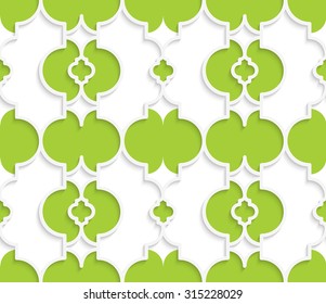 Colored 3D green Marrakech.Seamless geometric background. Modern 3D texture. Pattern with realistic shadow and cut out of paper effect.