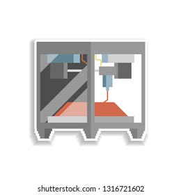colored 3d printer production sticker icon. Elements of Production in color icons. Simple icon for websites, web design, mobile app, info graphics