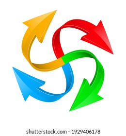 Colored 3D Shiny Arrows. Illustration with a Set Volume of Cursors, Web Signs. Illustration Performed in a Spherical Design on White