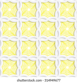 Colored 3D yellow striped pointy squares.Seamless geometric background. Modern 3D texture. Pattern with realistic shadow and cut out of paper effect.