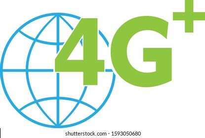 colored 4G plus icon with globe and 4G leter