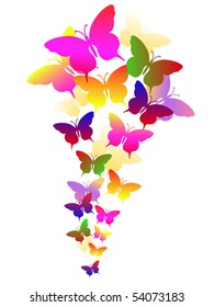 colored abstract background with butterflies