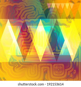 colored abstract background of cobwebs and triangles 