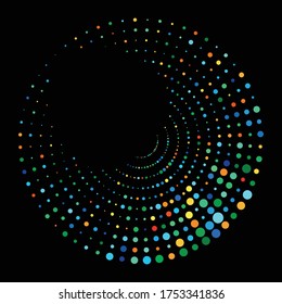 Colored abstract background with dots. Halftone circle form with dots as logo or icon or template for any projects.