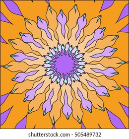 Colored abstract background. Monochrome mandala, spirograph. Meditation, hypnosis, yoga.