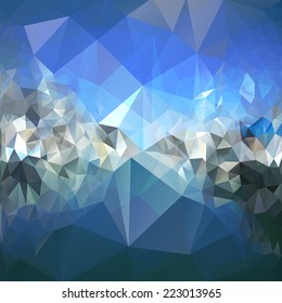 Colored abstract background. Mountains and sea landscape, triangle design vector illustration.