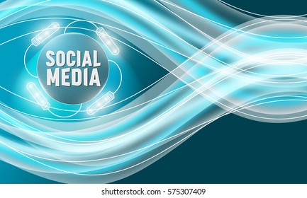 Colored abstract background with the words social media and light