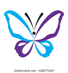 Colored abstract beautiful butterfly icon