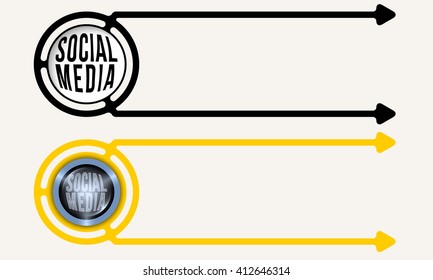 Colored abstract boxes for your text and social media icon