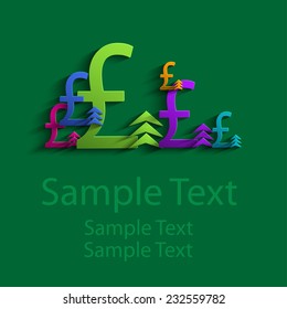 Colored abstract British pounds with arrow up