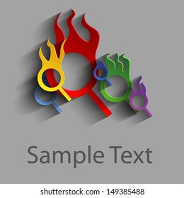 Colored abstract burning magnifying glass