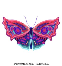 Colored abstract butterfly, isolated object, vector