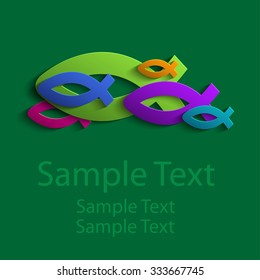 Colored abstract Christian fish 