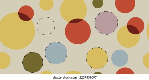 Círculos abstractos de colores. Alfombra, papel pintado, almohadas y otros estampados. Decoración vectorial e impresión, diseño elegante de superficies impecables.