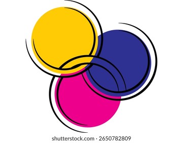 Círculos abstratos coloridos. Padrão de vetor de linhas pretas finas em um plano de fundo branco. Elemento de design para publicidade, embalagem, impressão. Plano de fundo de vetor Sharp simétrico com local para texto. Olimpo