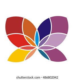 Colored abstract decorative butterfly, vector illustration