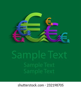 Colored abstract euro with arrow up
