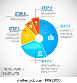 Colored abstract flat pie chart real estate infographic template vector illustration