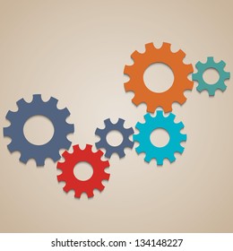 Colored abstract gear wheels. Vector design template