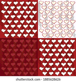 Colored abstract hearts made on a colored background. Valentine's Day seamless pattern.