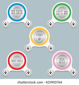 Colored abstract icons and different icons