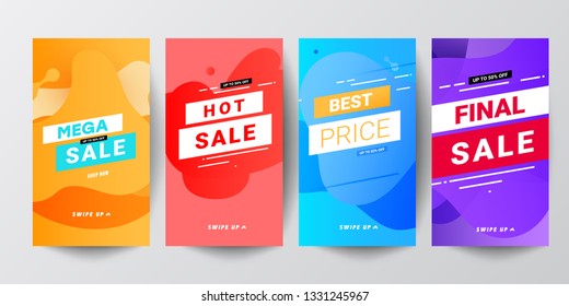 Colored abstract modern graphic banner sets for stories