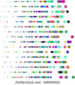 Colored abstract overlapping mixed shapes pattern, digital generative art for design texture & background.