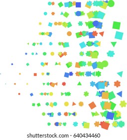 Colored abstract overlapping mixed shapes pattern, digital generative art for design texture & background.