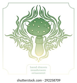 Colored abstract pattern of hallucinogenic mushrooms on a white background. Painted by hand and can be used to print T-shirts or any other surface as well as a tattoo.