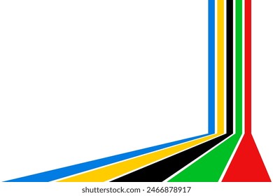 Colored abstract rainbow lines isolated, five olympic color lines rise up - stock vector