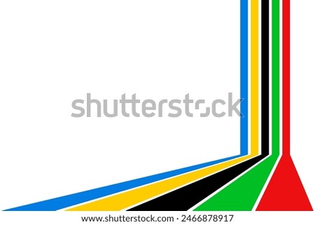 Colored abstract rainbow lines isolated, five olympic color lines rise up - stock vector