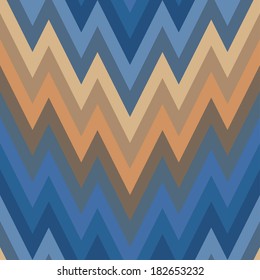 Colored Abstract Retro Striped Background, Fashion Zigzag Pattern of Blue and Brown Stripes