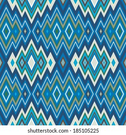 Colored Abstract Retro Striped Background, Fashion Seamless Zigzag Pattern of Blue Stripes