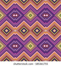 Colored Abstract Retro Striped Background, Fashion Seamless Zigzag Pattern of Multicolored Stripes