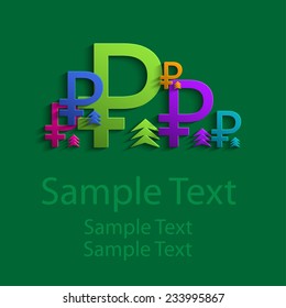 Colored abstract rubles with arrow up