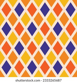 Colored abstract seamless geometric diamonds vector patterns. Rhombus pattern for your design.