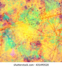 Colored abstract seamless grunge texture. Triangular elements, scratches, streaks, straight thin lines and stains.
