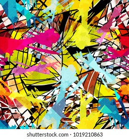 colored abstract seamless pattern in graffiti style. Quality vector illustration for your design
