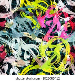colored abstract seamless pattern in graffiti style. Quality vector illustration for your design