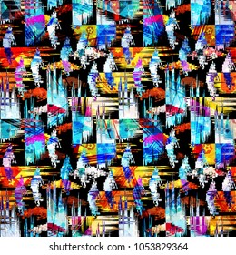 colored abstract seamless pattern in graffiti style. Quality vector illustration for your design