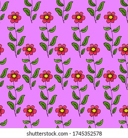 colored abstract seamless vector illustration floral pattern background with flowers fabric print
