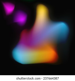 colored abstract shape on black background,
