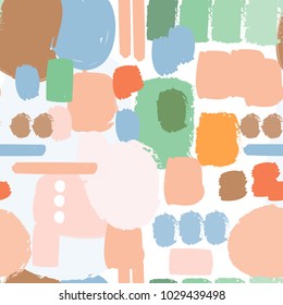 Colored abstract shapes. Vector seamless pattern