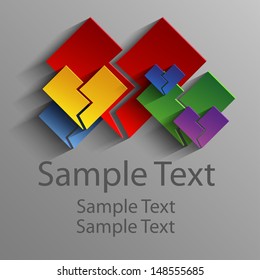 Colored abstract square broken hearts