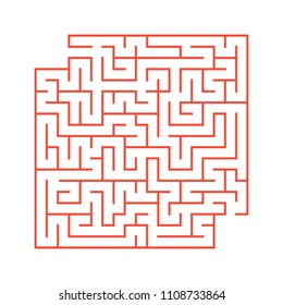 A colored abstract square maze with an entrance and an exit. Simple flat vector illustration isolated on white background. With a place for your drawings.