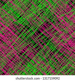 Colored abstract strokes on a black background, seamless pattern, vector