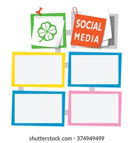 Colored abstract text boxes for your text and social media headline and cloverleaf